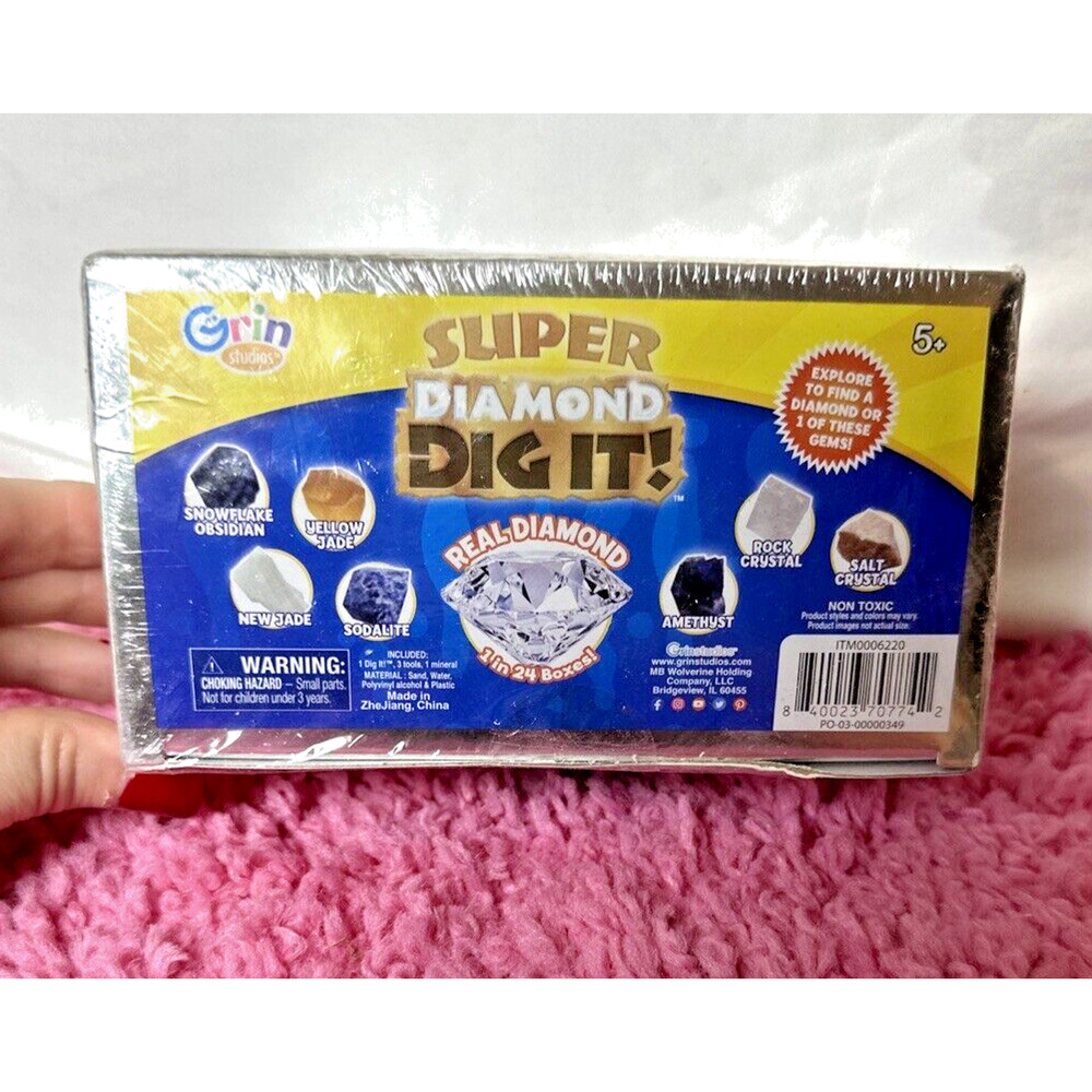 Grin Studios Super Diamond Dig It Real Diamond 1 In 24 Boxes Jewel Gem Box NEW‎